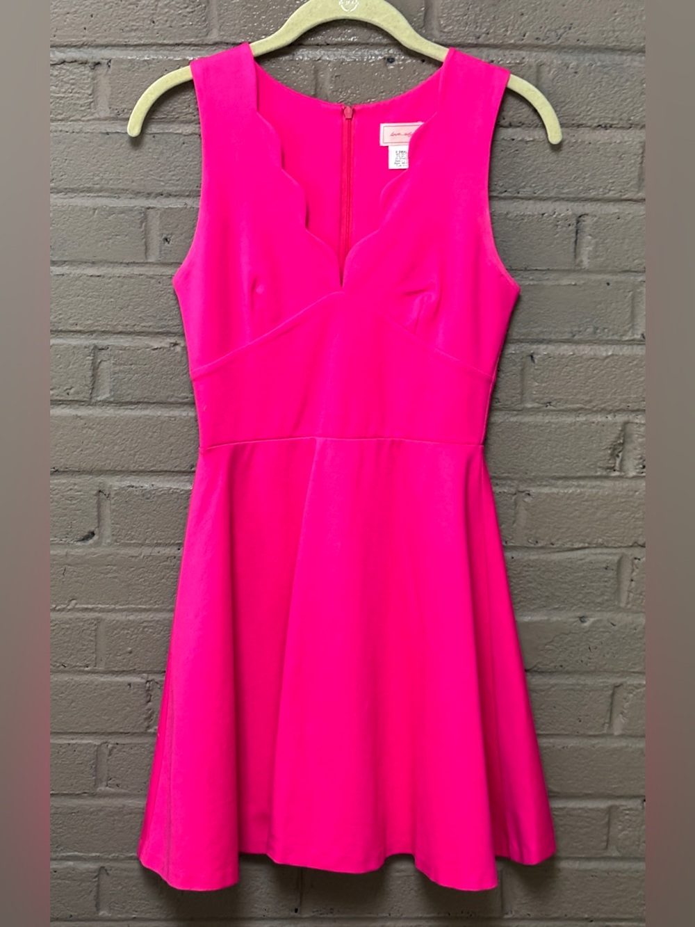 Love …Ady Sleeveless Scallop-Neck Fit & Flare Bright Pink Dress XS